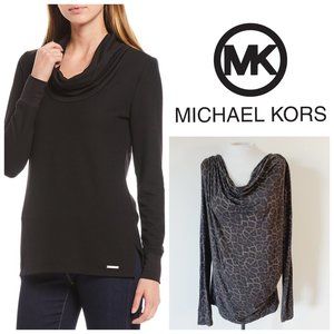 MICHAEL KORS Leopard Cowl Neck Top